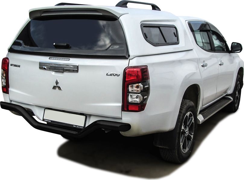 Защита Slitkoff задняя d76 волна без бампера для Mitsubishi L200 V рестайлинг 2018-2026 ЧЕРНАЯ матовая. Артикул ML18-011B