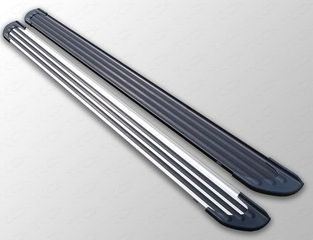 Пороги алюминиевые ТСС Slim Line Black 1820 мм для Fiat Fullback 2016-2019. Артикул FIAFUL16-32B