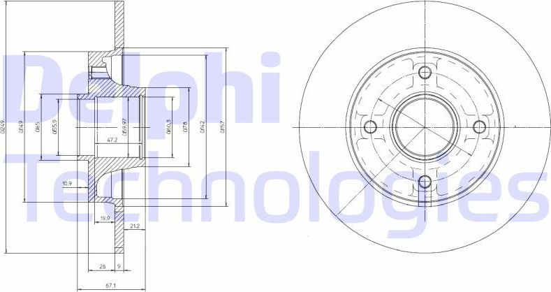 Тормозной диск Delphi задний для Citroen C4 Cactus I 2014-2026. Артикул BG9022RSC
