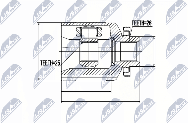 Шрус внутренний (граната) NTY. Артикул NPW-HY-516