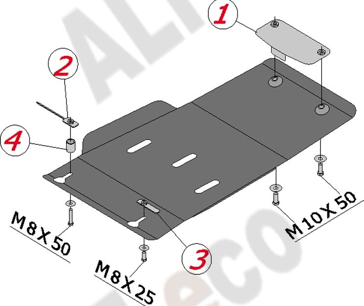 Защита алюминиевая Alfeco для АКПП Infiniti FX 37 II 2008-2012. Артикул ALF.29.03 AL4