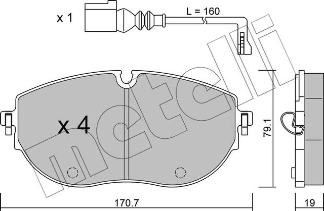 Тормозные колодки Metelli передние для Volkswagen Multivan T6 2019-2026. Артикул 22-1322-0
