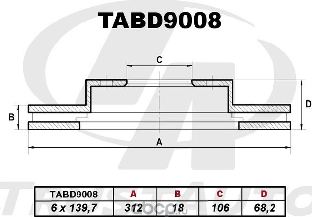 Тормозной диск () (Trustauto). Артикул TABD9008