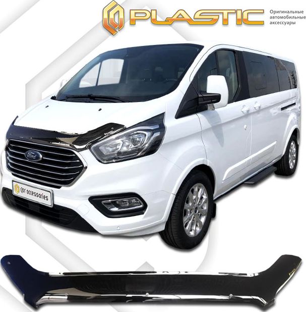 Дефлектор СА Пластик для капота (Classic черный) Ford Tourneo Custom I рестайлинг 2018-2026. Артикул 2010010113544