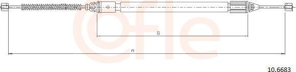 Трос ручника (тросик ручного тормоза) Cofle. Артикул 10.6683