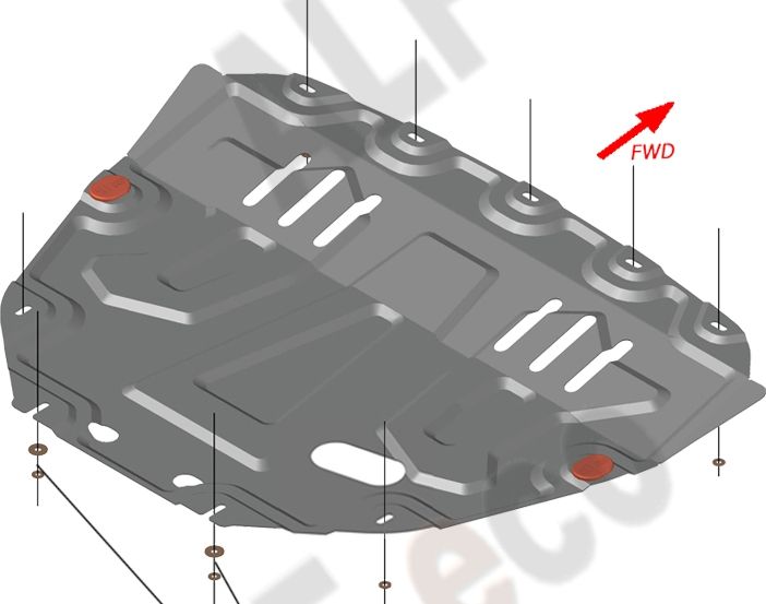 Защита алюминиевая Alfeco для картера и КПП Lada Vesta седан, SW, SW Cross 2015-2026. Артикул ALF.28.20 AL4