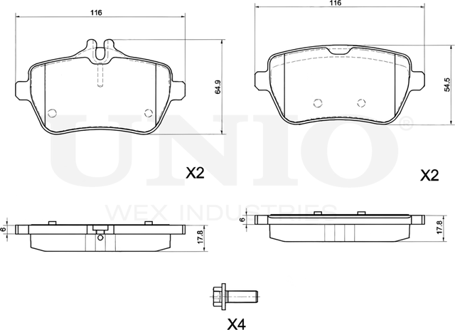 Колодки тормозные диск. задние Mercedes-Benz S-Class (217,222) 13-, SL (R231) 12- (Unio). Артикул BRP-20468