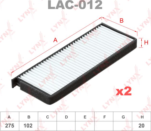 Салонный фильтр LYNXauto. Артикул LAC-012