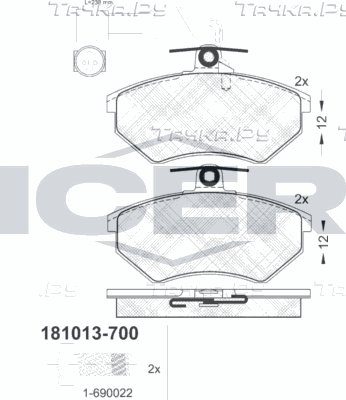 Тормозные колодки Icer передние для Volkswagen Golf III 1991-1997. Артикул 181013-700