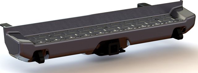 Бампер силовой задний АВС-Дизайн для УАЗ Pickup 2010-2026 с лифтом положения кузова 0-65 мм. УСИЛЕННЫЙ, с квадратом под фаркоп, под покраску. Артикул ABC.UAZ.RB.04P