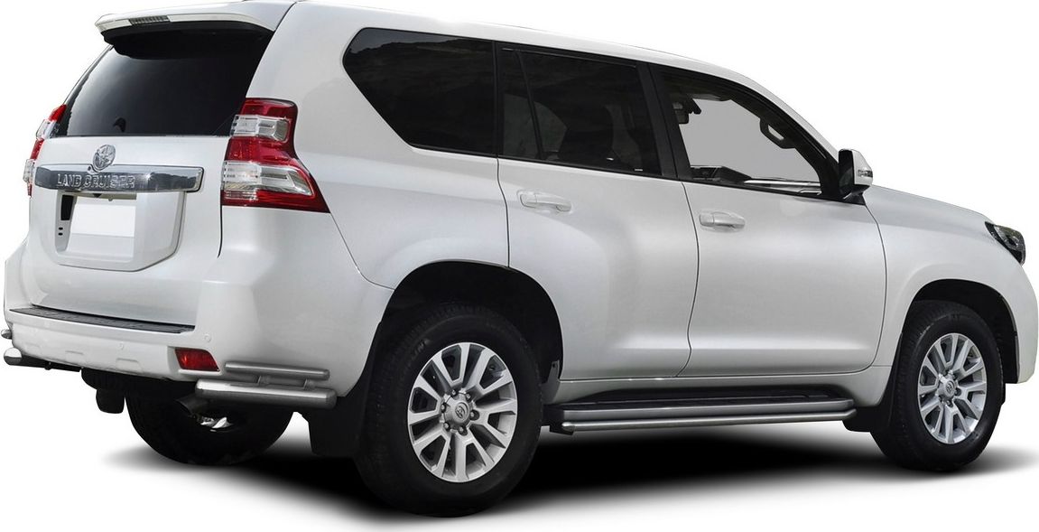 Защита Rival заднего бампера d76+d42 уголки для Toyota Land Cruiser Prado 150 2009-2013. Артикул R.5704.022