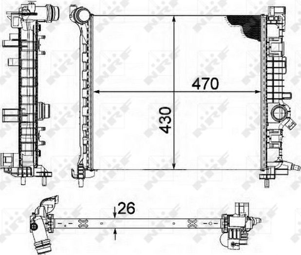 Радиатор охлаждения двигателя NRF (алюминий). Артикул 58476