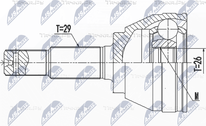 Шрус внутренний (граната) NTY передний для Nissan Juke I 2010-2019. Артикул NPZ-NS-097