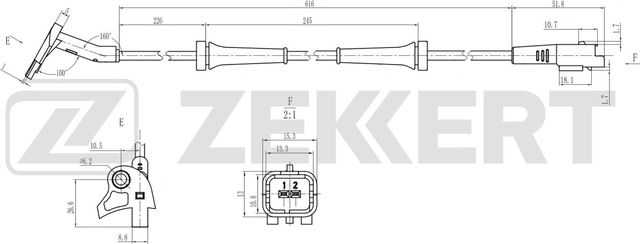Датчик ABS Zekkert передний для Peugeot Partner II 2008-2018. Артикул SE-6183