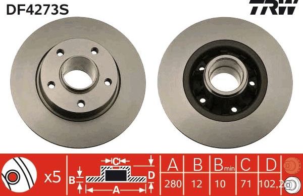 Тормозной диск TRW. Артикул DF4273S