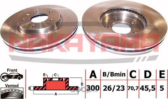 Торм.диск передний вент. Opel Astra J 09- 16 (300x26x5) (Nakayama). Артикул Q4728
