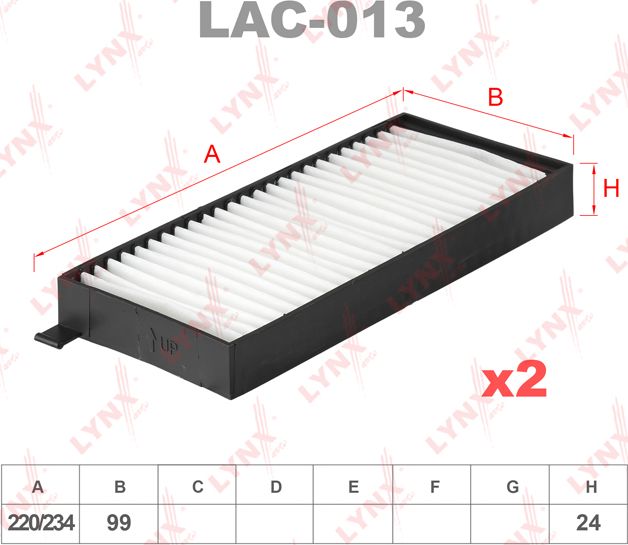 Салонный фильтр LYNXauto. Артикул LAC-013