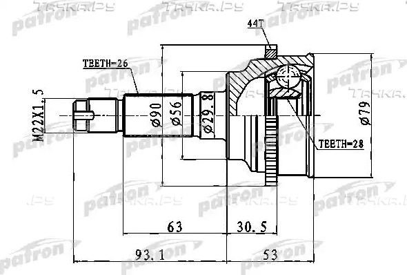 Шрус наружный (граната) Patron. Артикул PCV1016