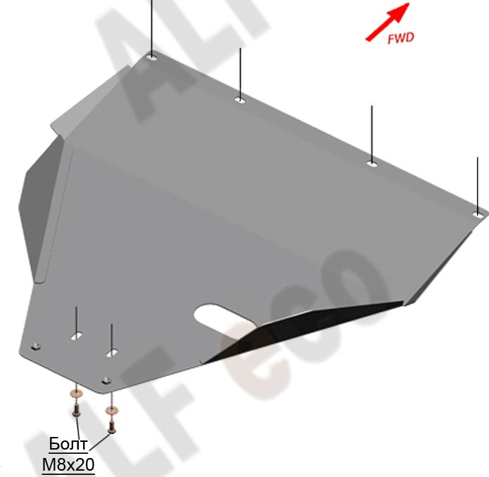 Защита алюминиевая Alfeco для картера Toyota Mark II (X100) 1996-2000. Артикул ALF.24.39al