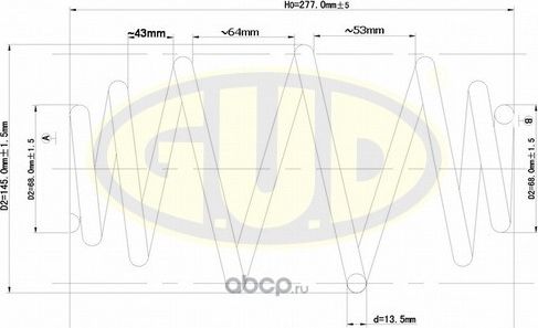 Пружина подвески G.U.D. задняя для Volkswagen Passat B5 1997-2005. Артикул GCS295037