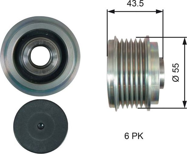 Муфта генератора обгонная Gates DriveAlign® для Nissan Juke I 2010-2019. Артикул OAP7219