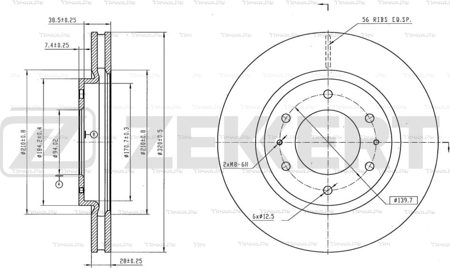 Тормозной диск Zekkert. Артикул BS-6192B