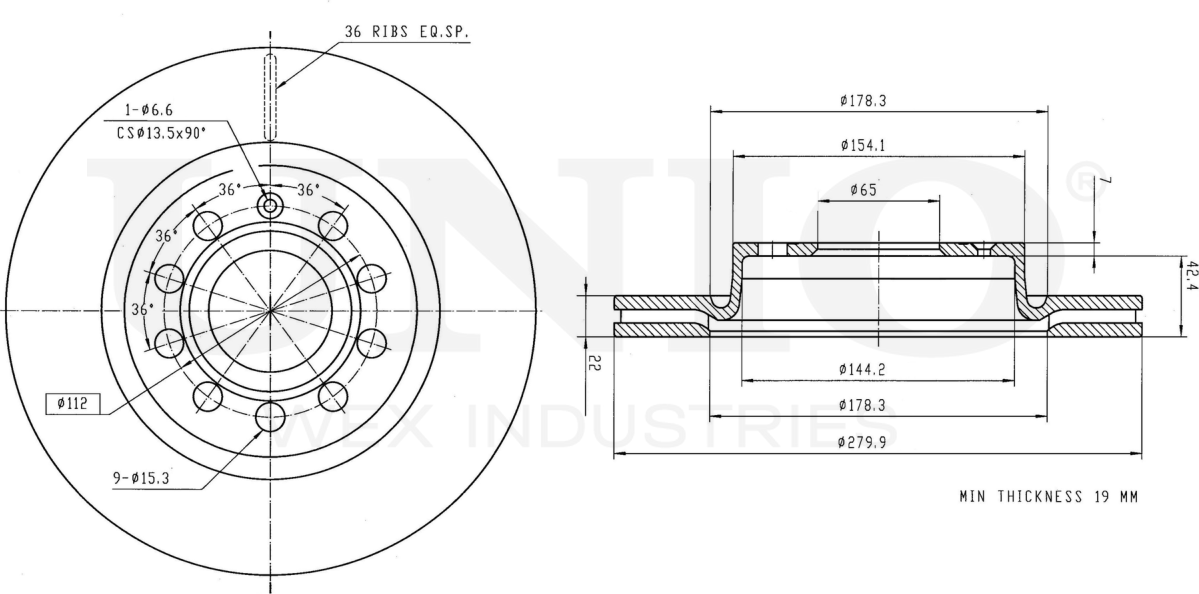 Диск тормозной (Unio). Артикул BRD-20011