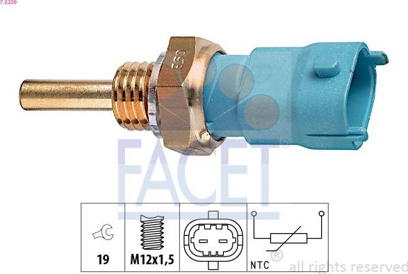ДАТЧИК ТЕМПЕРАТУРЫ Facet Made in Italy - OE Equivalent. Артикул 7.3239