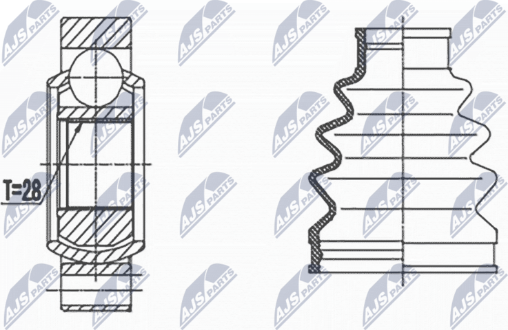 Шрус внутренний (граната) NTY. Артикул NPW-VW-066