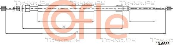 Трос ручника (тросик ручного тормоза) Cofle. Артикул 92.10.6686