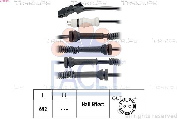 Датчик ABS Facet Made in Italy - OE Equivalent передний правый/левый для Renault Trafic II 2001-2014. Артикул 21.0149