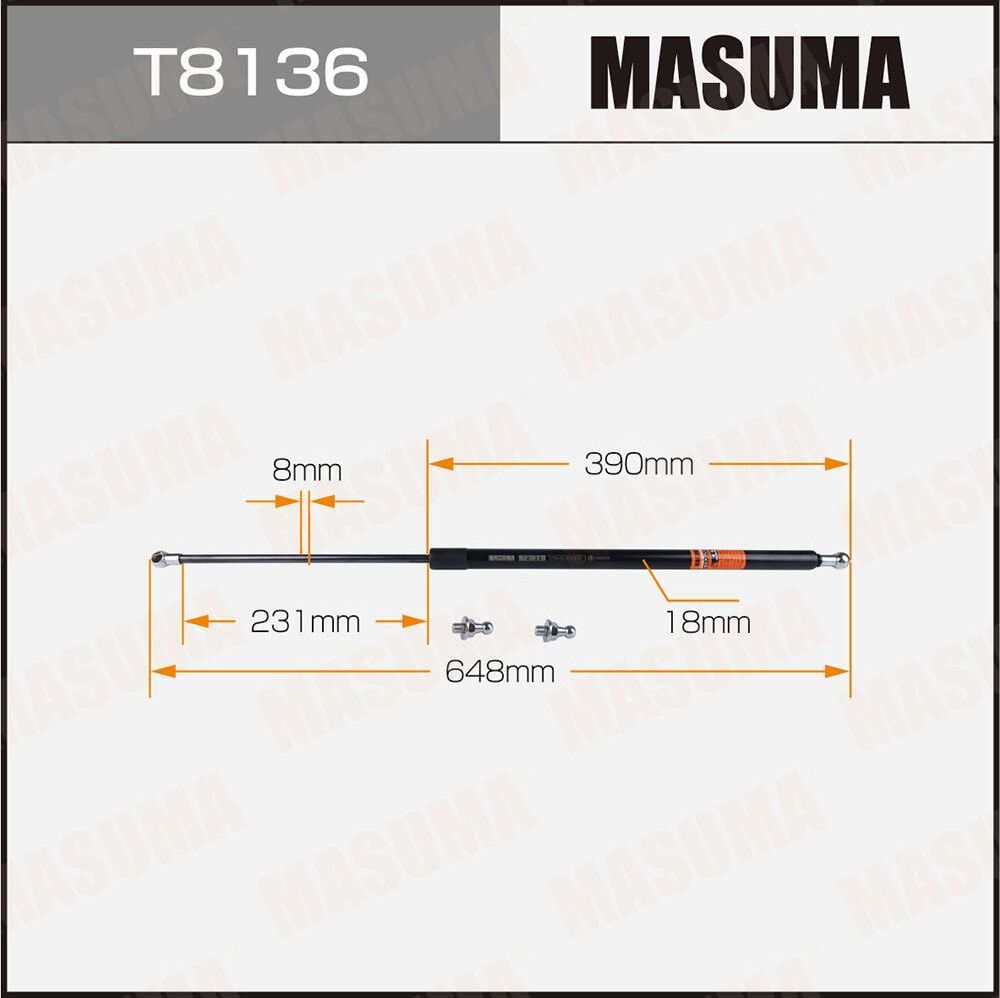 Упор газовый капота MASUMA, L=648mm (1/40). Артикул T8136