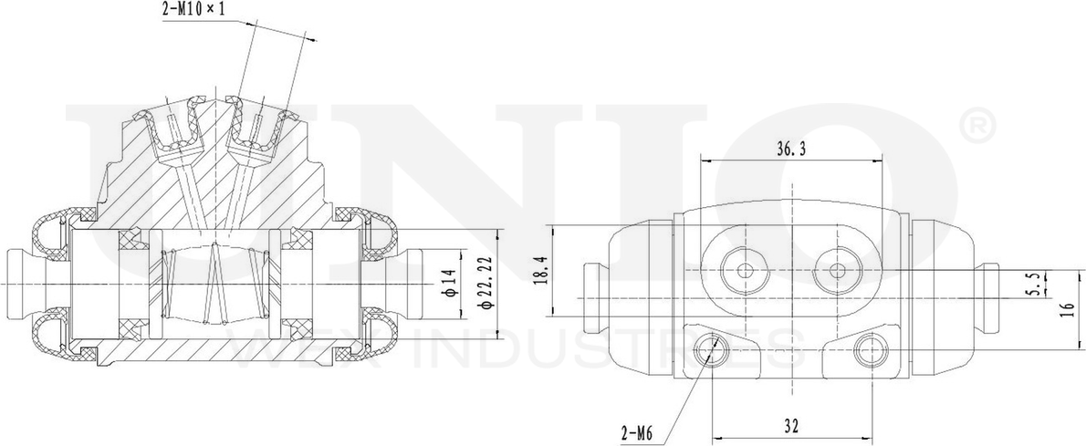 Цилиндр тормозной рабочий (Unio). Артикул BRC-20587