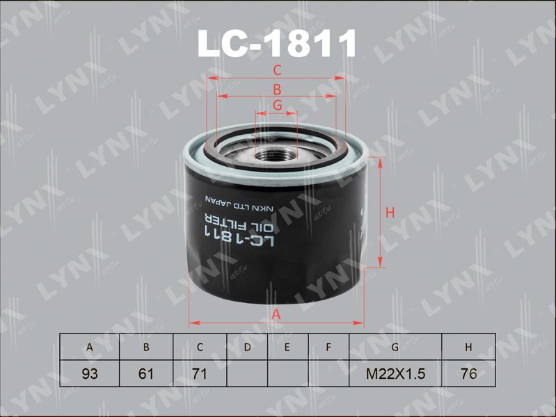 Масляный фильтр LYNXauto. Артикул LC-1811