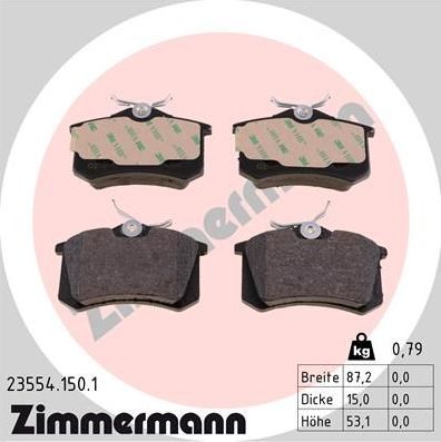 Тормозные колодки Zimmermann. Артикул 23554.150.1