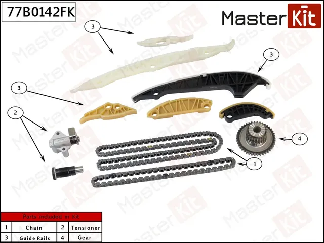 77B0142FK Комплект цепи ГРМ Audi A4/A5/Q5 2.0 TFSI CNCD/CNCE 05-13 (Master KIT). Артикул 77b0142fk