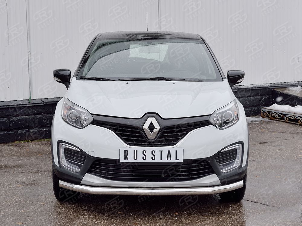 Защита RusStal переднего бампера d63 секция для Renault Kaptur 2016-2026. Артикул RKPZ-002462