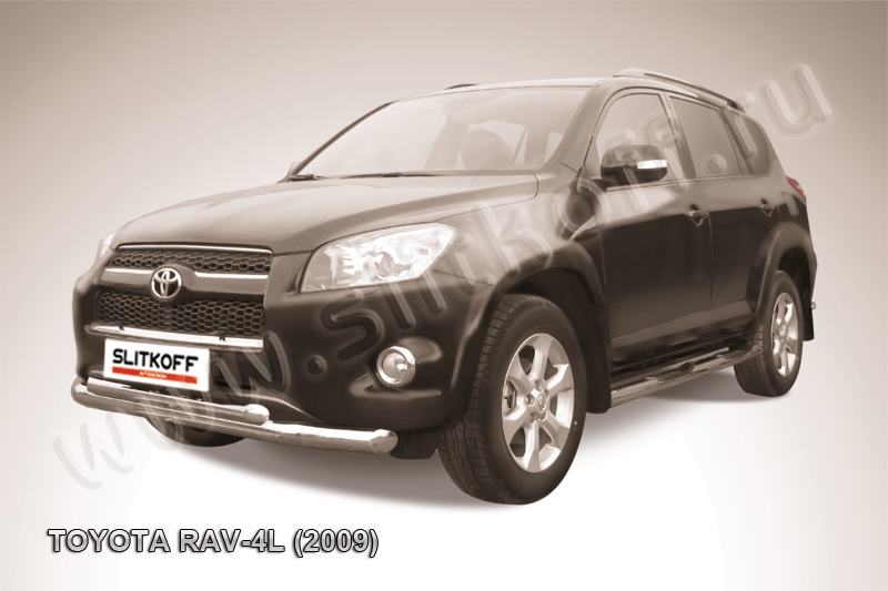 Защита Slitkoff переднего бампера d76/57 двойная для Toyota RAV4 III LWB 2009-2010. Артикул TR409L-009