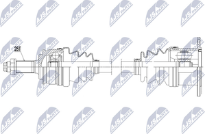 Полуось (привод в сборе, приводной вал) NTY передняя левая для Suzuki Grand Vitara III 2005-2015. Артикул NPW-SU-023