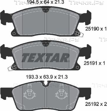 Тормозные колодки Textar Q+. Артикул 2519001