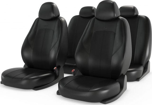 Чехлы универсальные CarFashion Ranger Leather на сидения авто, цвет Черный/Черный/Черный. Артикул 11213