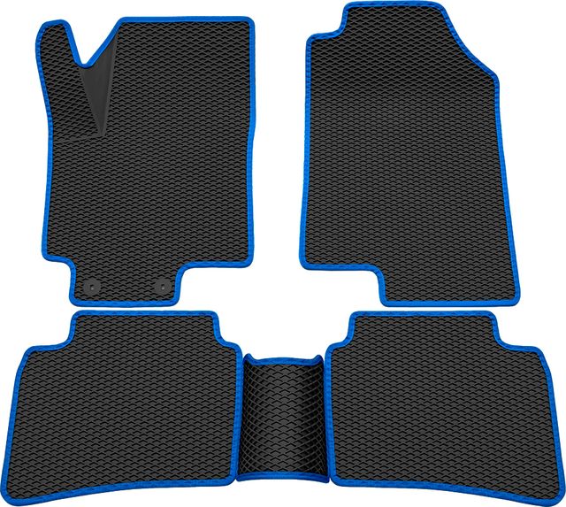 Коврики Rezkon 3D EVA Ромб резиновые для салона Hyundai Solaris II 2017-2026 Синий кант. Артикул 9220050203