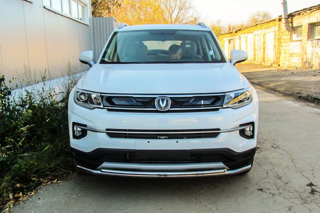 Защита Slitkoff переднего бампера D42+D32 двойная для Changan CS35 Plus 2019-2026. Артикул CHANCS35P-002