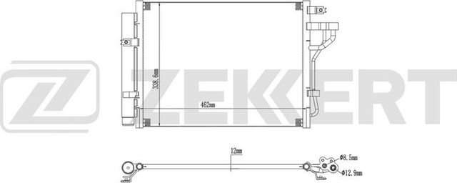 Радиатор кондиционера (конденсатор) Zekkert (алюминий / пластик). Артикул MK-3108