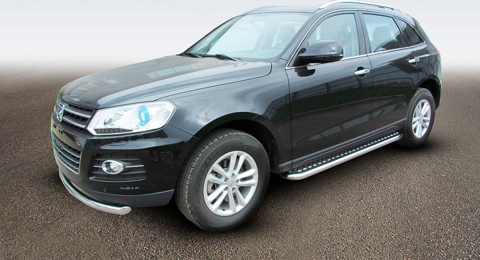 Пороги Slitkoff d57 с листом для Zotye T600 2015-2026. Артикул ZOT-004