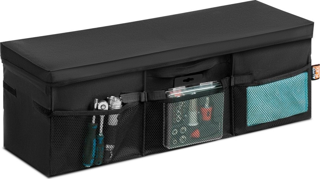 Органайзер в багажник автомобиля AutoFlex, 3 секции, складной, с крышкой. Артикул 90113