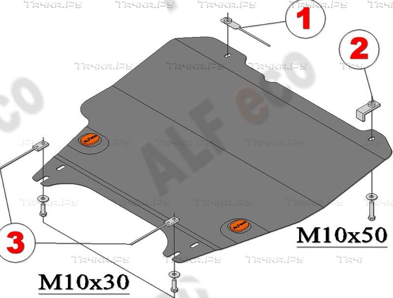 Защита алюминиевая Alfeco для картера и AКПП Nissan Note I (е11) 2005-2013. Артикул ALF.15.15 AL4