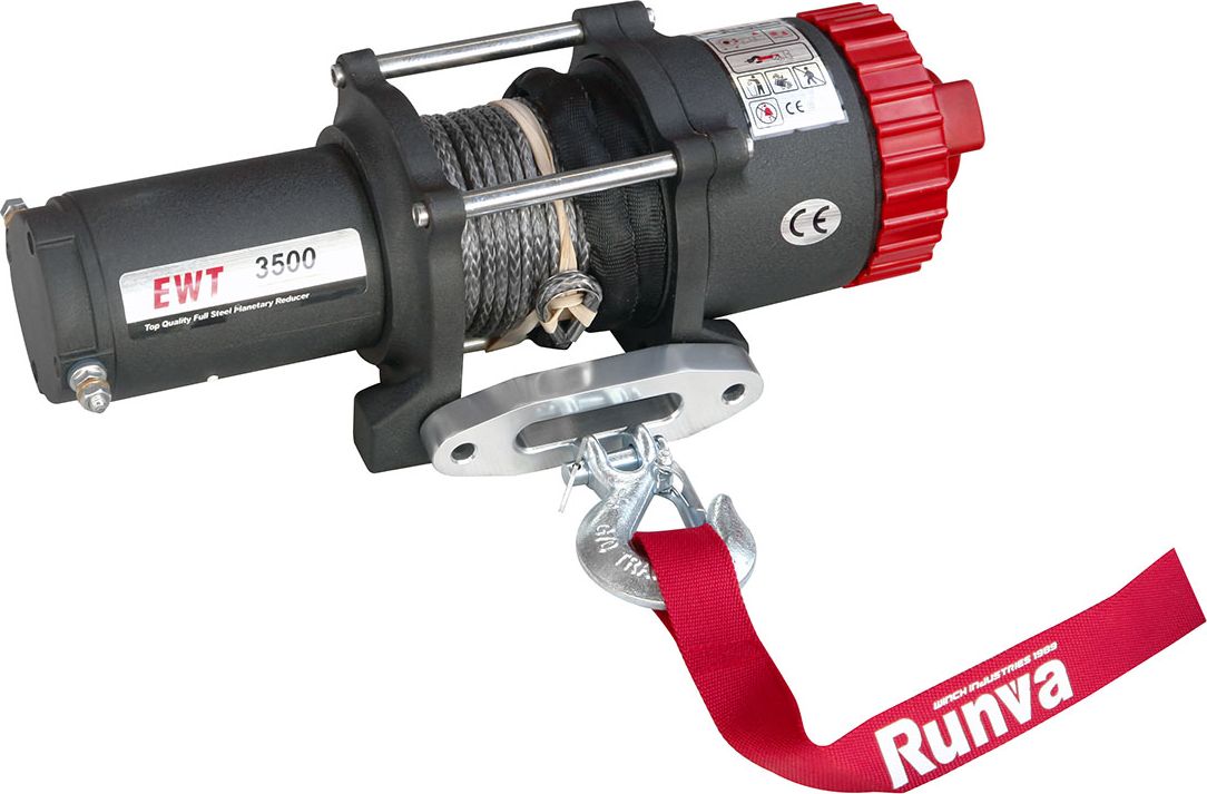 Лебёдка электрическая 12V Runva 3500A lbs 1588 кг (синтетический трос). Артикул EWT3500ASR