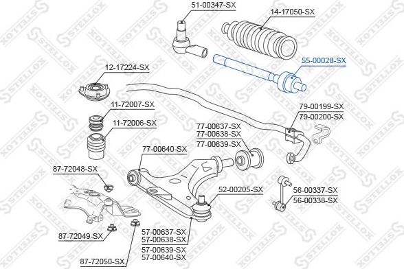 Рулевая тяга Stellox правая/левая для Mitsubishi Eclipse II 1995-1999. Артикул 55-00028-SX