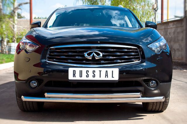 Защита RusStal переднего бампера d63/63 (дуга) для Infiniti FX 37 2010-2026. Артикул IF7Z-000701